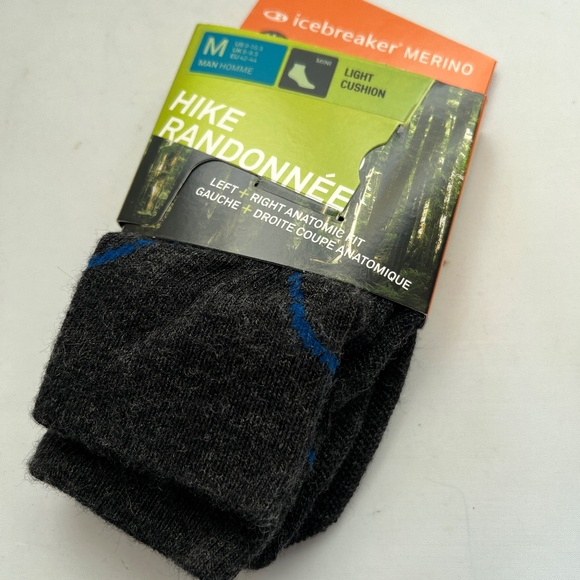 New Icebreaker Merino Socks Mens Hike Mini Light Cushion Size M 9 - 10 1/2 Black - Picture 1 of 5